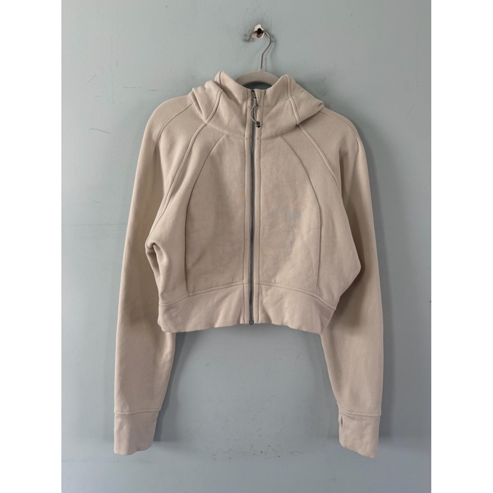Lululemon Scuba Full Zip Cropped Hoodie Bone Off White Jacket
